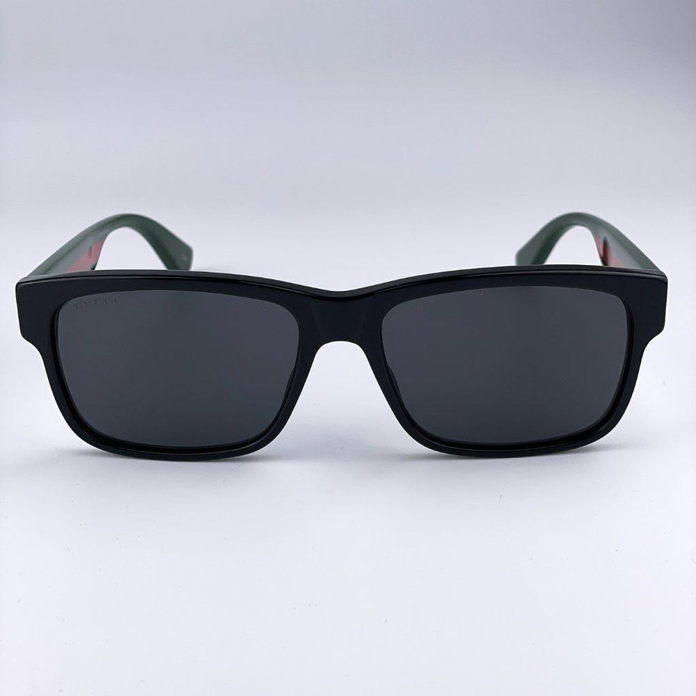 NEW Gucci GG0340S 006 Rectangle Black Green Sunglasses - Picture 4 of 14